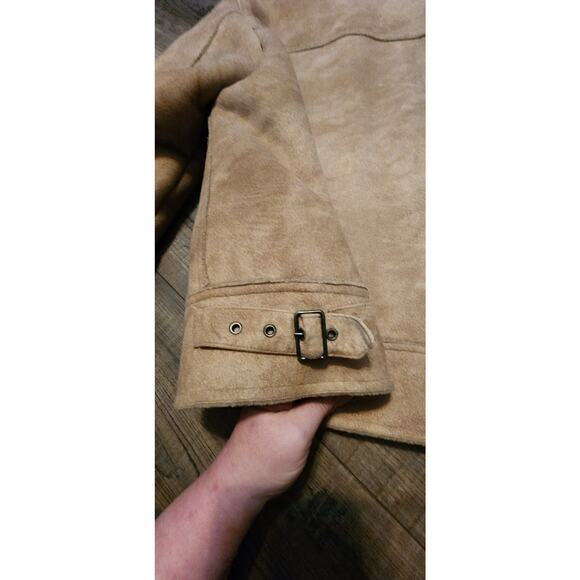 Zara Faux Suede Men’s Jacket Size XL Sherpa Lined Light Brow/Beige. #2046 - Picture 9 of 11